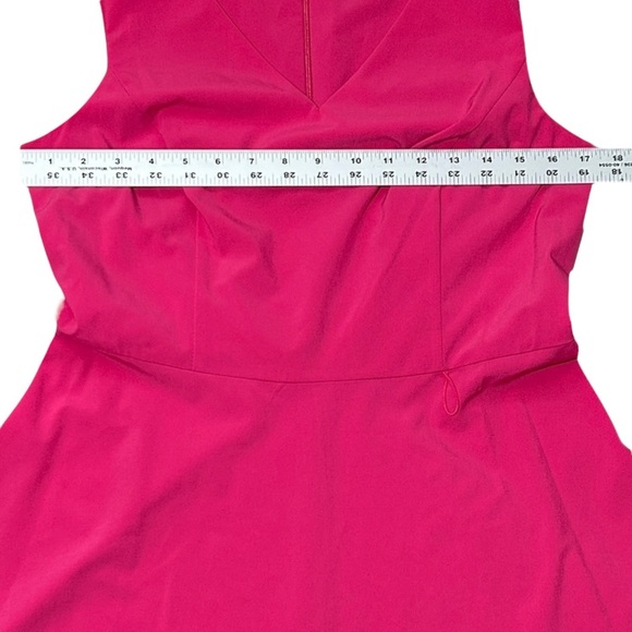 CALVIN KLEIN Pink Sleeveless Dress sz 6 Fit & Flare V-neck Knee Length Tie Waist - Picture 3 of 7
